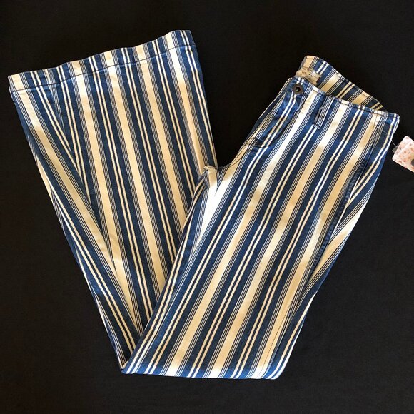 NWT Free People Jolene Hip Hugger Striped Flare Sz 27 - Picture 8 of 16